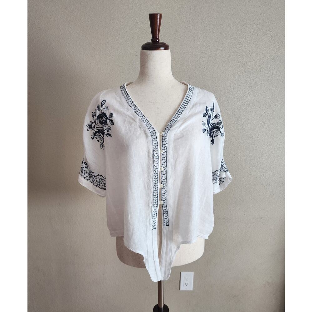 Rails Linen Women's Floral Embroidered Top SZ Small Boho - Picture 2 of 10